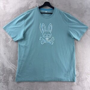Psycho Bunny Cyrus Graphic T Shirt Mens Size 9 Blue Logo Designer Tee